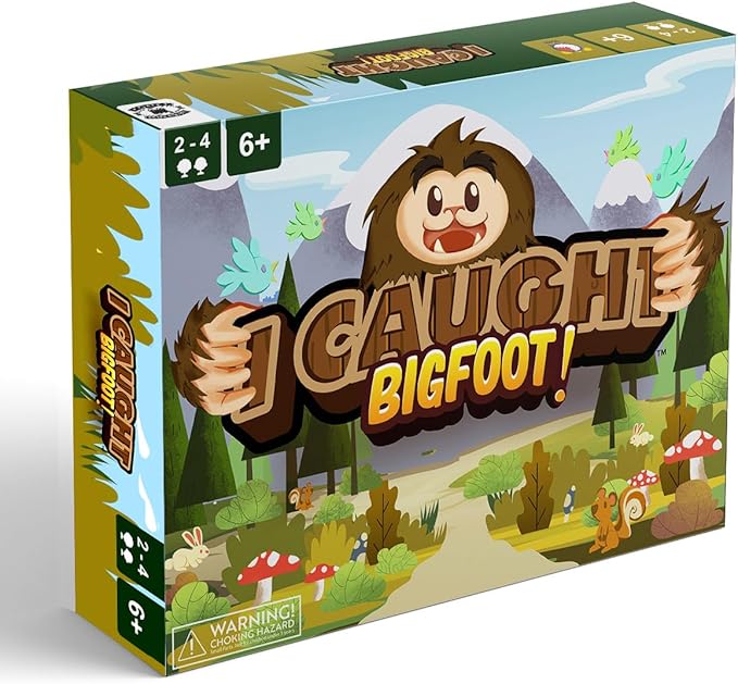 I Caught Bigfoot! - Collect Evidence to Catch The Elusive Bigfoot! Kids Game for Game Night, Family Games for Kids and Adults, Board Game for Family Night, 4 Wooden Pieces, 106 Playing Cards, Ages 6+
