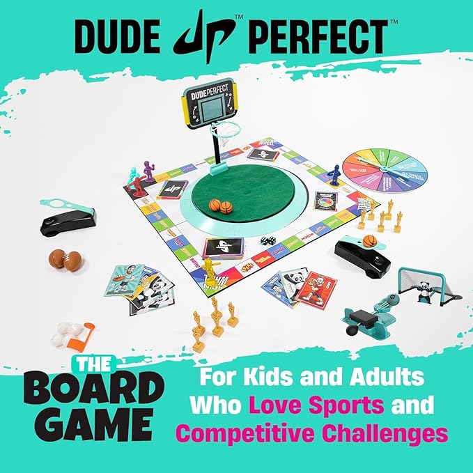 Dude Perfect Board Game with Soccer Add On; Action Packed Sports Challenges for Competitive Kids and Families | Perfect for Family Game Night; 2 to 5 Players; Ages 4 and up