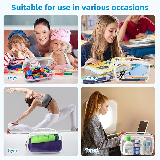 SameTech Hard Pouch, 2pcs Clear Hard Shell Zipper Case, Clear Plastic Storage Box Containers Small Toiletry Bag for Small Items, Toys, Building Blocks, Puzzles, Cosmetics & Stationery