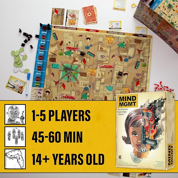 Mind MGMT: The Psychic Espionage Game - Strategic Deduction Board Game for 2-5 Players - Hidden Movement & Cooperative Play - Ages 14+