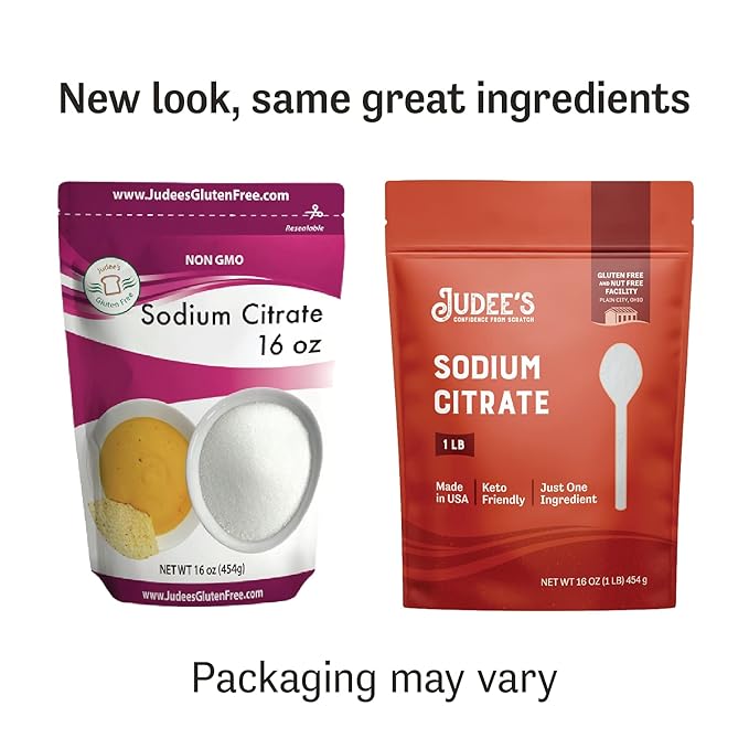 Judee's Gluten Free Sodium Citrate 1lb (16oz) - 100% Non-GMO, Keto-Friendly and Nut-Free - Food Grade - Great for Molecular Gastronomy Cooking - Emulsifier for Cheese Sauce - Serves as Preservative