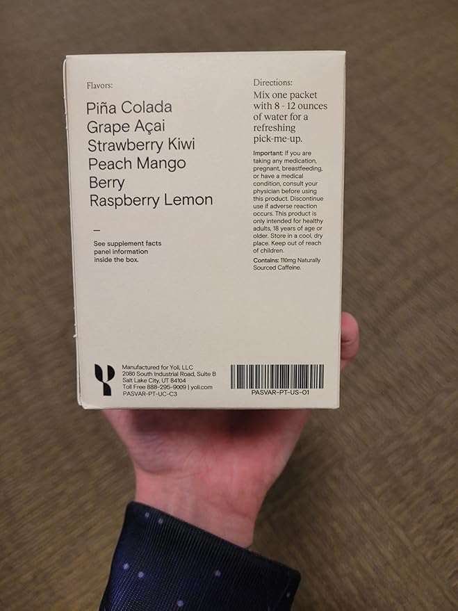 Yoli® Passion Energy Drink Powder Mix - Natural Energy Drink Mix for Endurance and Stamina, 30 Packets - Variety