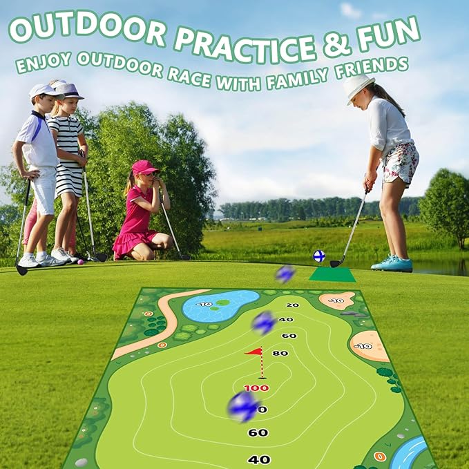 Battle Golf Game Chipping Mat - 37pcs Sticky Golf Pro Games Practice Mats Indoor Outdoor Games for Adults Family Kids Battle Golf Royale Game Play Equipment Stick Chip