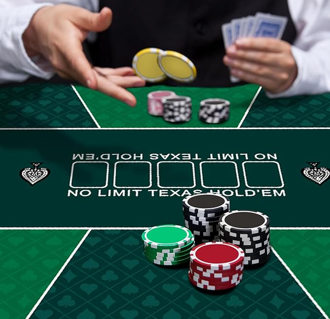 nuveti 79 x 39 Foldable Texas Poker Card Tabletop Layout Portable Anti-Slip Rubber Board Game Mat Smooth Premium Surface, Noise Reduction Poker Mat for Table