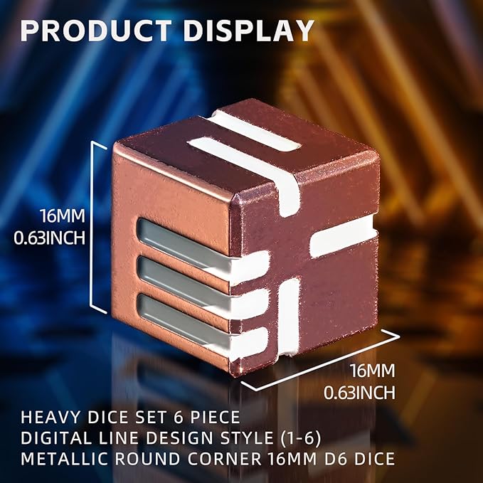 D6 Metal Dice Set D&D,HNCCESG 6 Sided Dice Set Solid Metal Game Dice for DND Dungeons and Dragons Role Playing Game RPG Tabletop Game(Rose Gold)