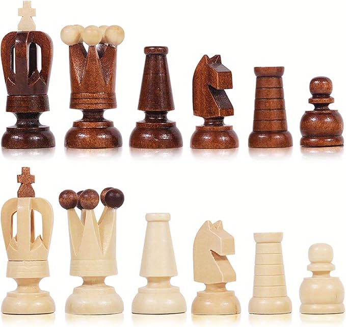 13-Inch Portable Folding Chess Set - Handcrafted Intricate Wooden Pieces, Perfect for Adults and Beginners