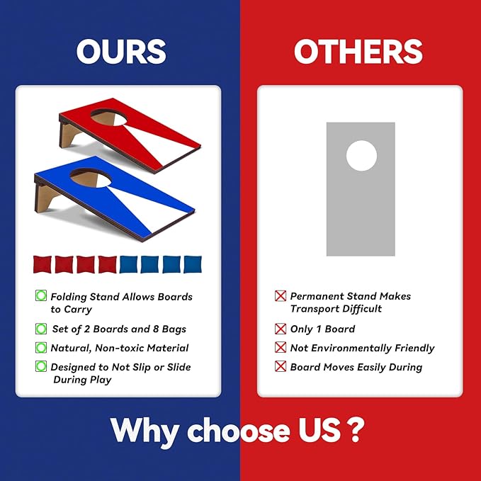 2PCS Mini Tabletop Cornhole Boards, 4.7" W x 7.7" L Wooden Desktop Toss Game with 8 Bean Bags, Portable Game Set for Travel Home