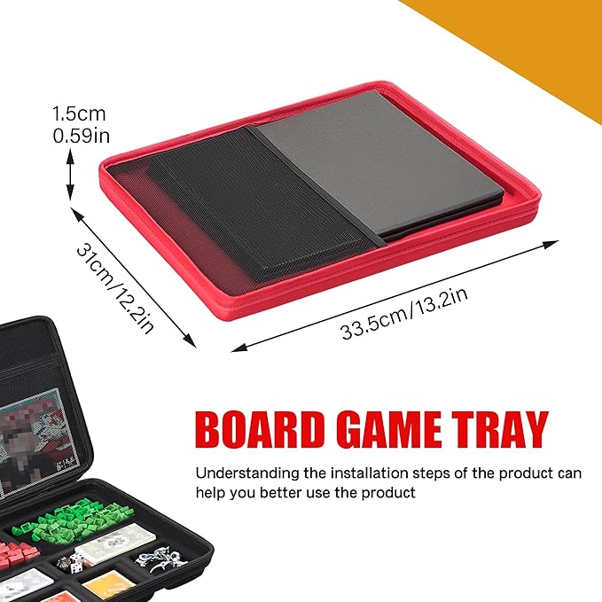 BRAPPO Hard Portable Board Game Case with Removable Tray Compatible with Monopoly,Sorry, Sequence, Candy Land etc Various Board Games.(Case only)(Black)