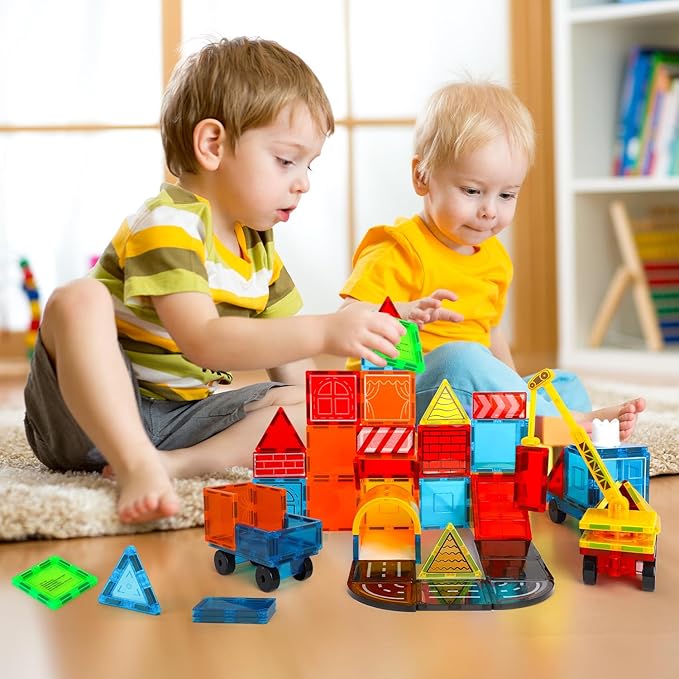 TOY Life Magnetic Tiles for Kids Ages 3-5, Building Toys for Kid Age 4-8, Magnet Construction Tile for Toddler 1-3, Kid Preschool Toys 45 Pcs