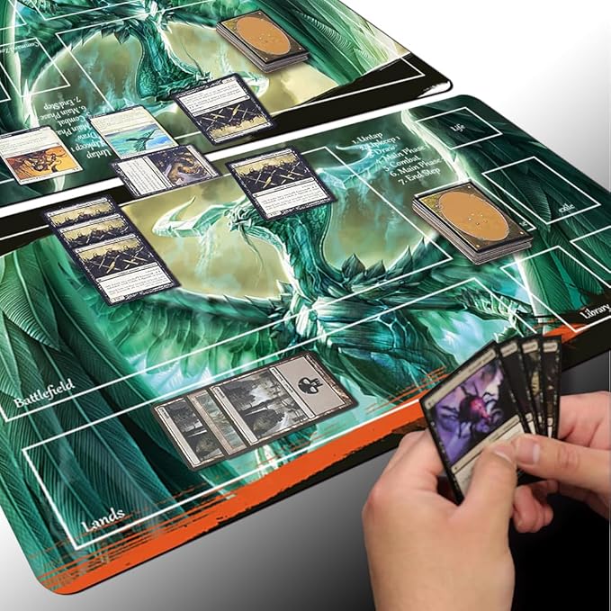 Board Game MTG Playmat Games Size 60X35 cm CCG Compatible for TCG RPG CCG Play mats (UGIN, The Spirit Dragon-Zone)