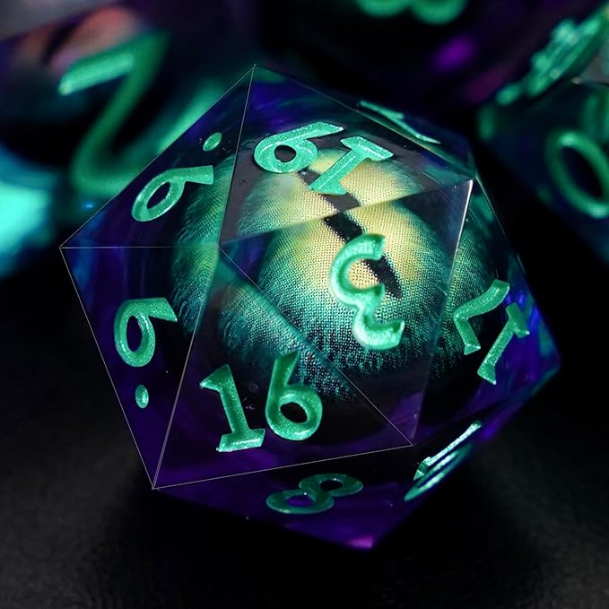 D&D Dice Set,Liquid Core Dragon Eye Dice,DND Polyhedral Dice for Dungeons and Dragons,TTRPG