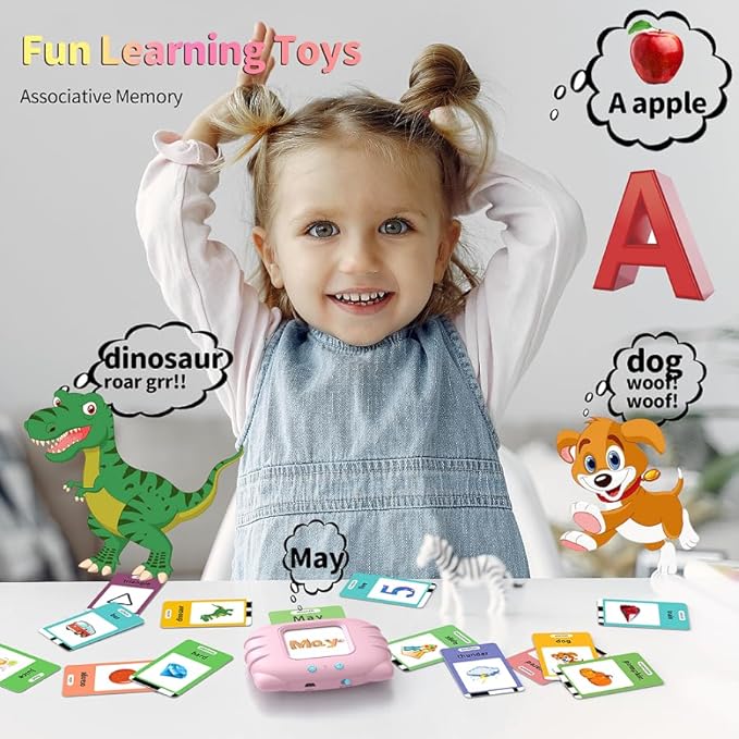 Educational Learning Toys - 520 Sight Words Talking Flash Cards, Autism Sensory Toys, Pocket Speech for Toddlers, Birthday Gift for 1 2 3 4 5 6 Year-Old Girls, Pink