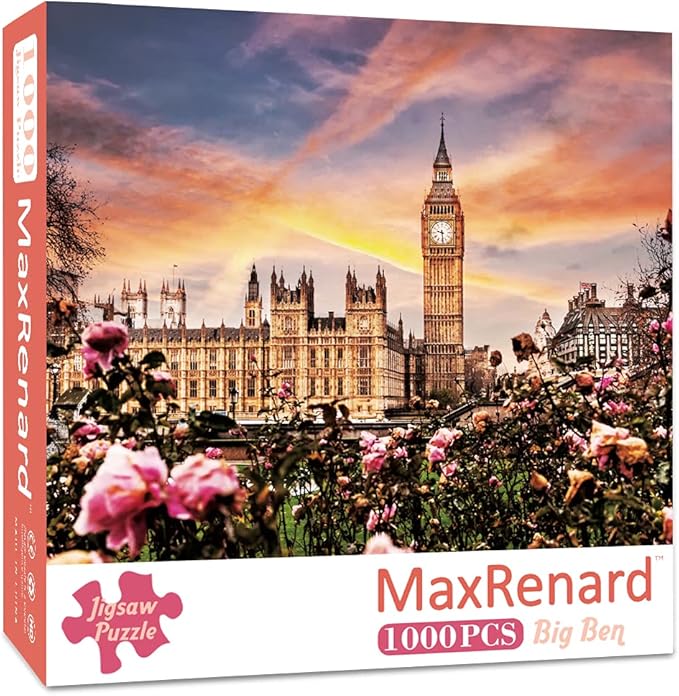 MaxRenard Big Ben Jigsaw Puzzle 1000 Pieces for Adults London Famous Landscape Puzzle Home Wall Decoration Toy Challenge Game Gift