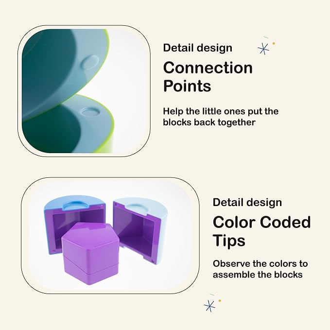 BEST LEARNING My Geo-Blox - Sorting and Building Blocks to Learn Colors and Shapes for Children 3+ Years - Cardboard Book Included - Building Toys for Boys and Girls as Birthday Present