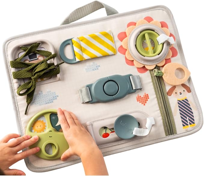 Taf Toys Snap'n Learn Board Busy Board for Toddlers 18 Months & up Montessori Sensory Activity Board Travel Toy Non-Toxic Educational Learning Toy for Boys & Girls Birthday Gift