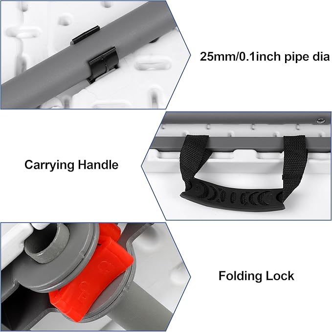 4 ft Plastic Folding Table with Carrying Handle, Straight Legs for Camping, Wedding, Kitchen, Beach - White