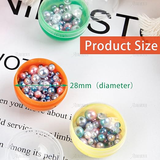AUEAR, Colorful Small Round Capsules 1.1 Inch Vending Machine Empty Plastic Gumball Containers for Party Favor Prize (250 Packs)