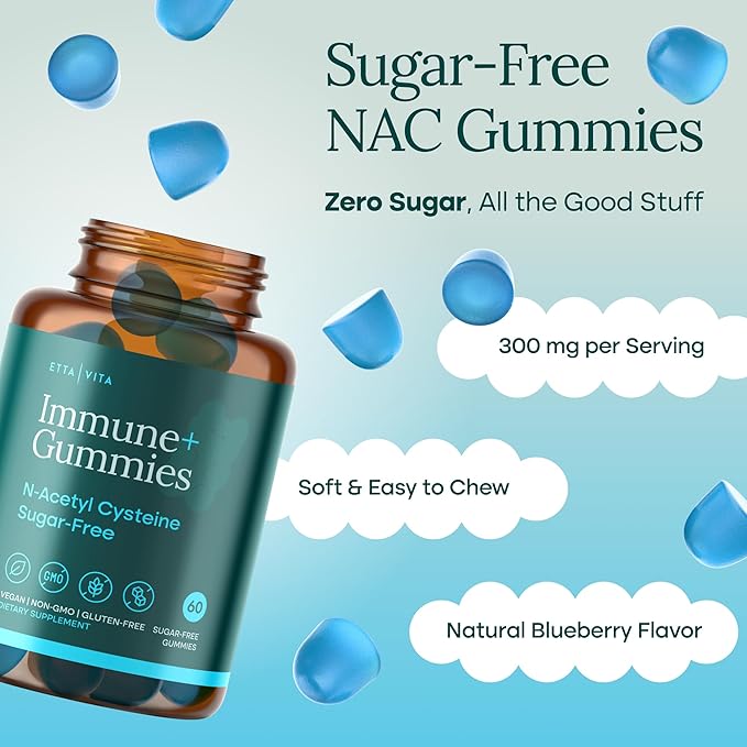 World's First Sugar-Free NAC Gummies, N-Acetyl Cysteine Supplement (MCT-Oil Coated for Absorption) NAC Supplement for Respiratory Health, Liver Detox & Cleanse, Kidney, Antioxidant Support, Vegan 60ct