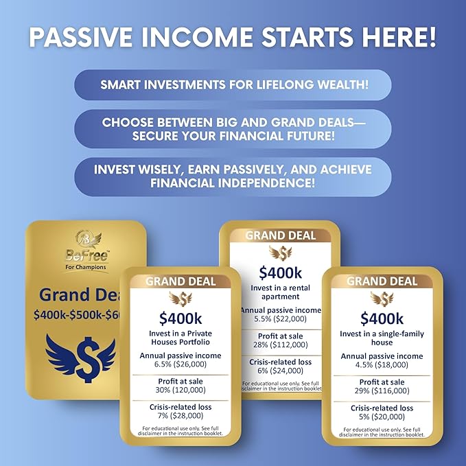 BeFree for Champions Board Game – Cash Flow & Money Management, Smart Investments & Financial Freedom, Find Your Purpose & Achieve Life Goals, Fun Strategy Game for Family & Adults