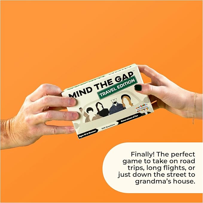 Spin Master Games, SolidRoots Mind The Gap Travel Edition, A Trivia Game for All Generations, Road Trip Fun on The Go, 2-12 Players, for Ages 10 & Up