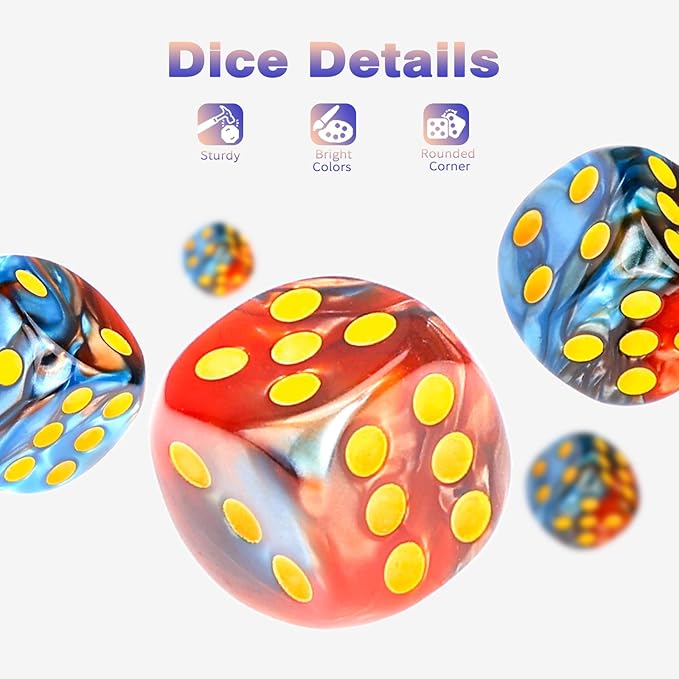 36 Pieces 12mm 6 Sided Mini Dice Set,Two Colours D6 Game Dice Set,6 Sided Standard Game Dice for Board Games Dice Games Classroom Teaching Dices Game,with Portable Gaming Box(Orange & Blue)
