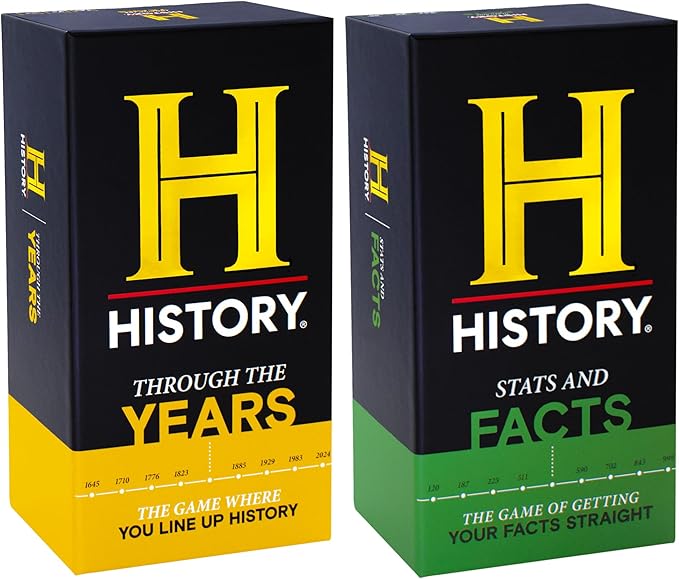HISTORY Channel NEW Games Bundle - Stats & Facts and Through The Years - General Knowledge Super Trivia Chronology Timeline Card Game for Adults, Family & Teens in The Pursuit of Trivial Knowledge