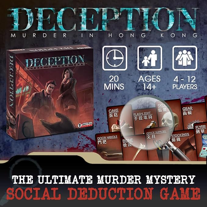 Deception: Murder in Hong Kong Board Game - Social Deduction, 4-12 Players