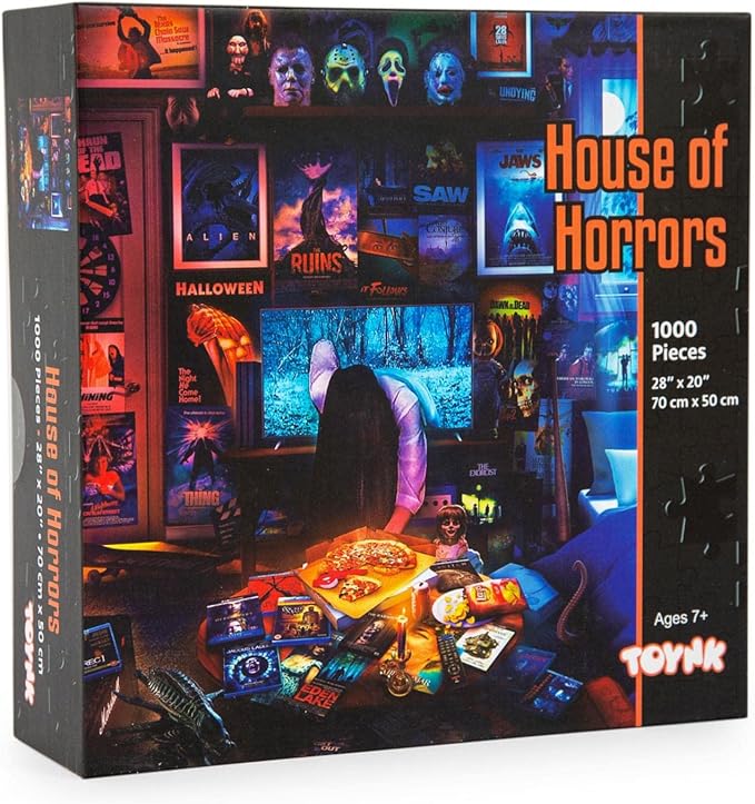 House of Horrors and Scary Movies 1000 Piece Jigsaw Puzzle by Rachid Lotf | Interactive Brain Teaser Board Game for Adults, Educational Toys & Games | 28 x 20 Inches