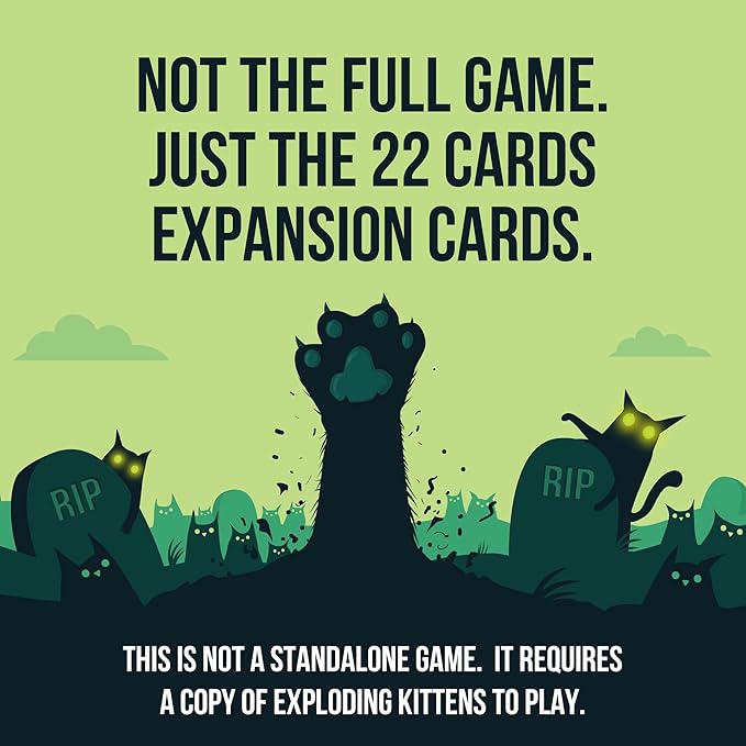Zombie Kittens Expansion Pack by Exploding Kittens - 2-5 Players - Ages 7+ - 15 Minutes to Play - Original Game Required - Party Game, Ideal for Family Night, Kid and Adult