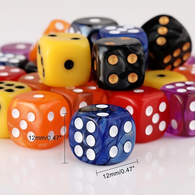 36 Pieces 12mm 6 Sided Mini Dice Set,Two Colours D6 Game Dice Set,6 Sided Standard Game Dice for Board Games Dice Games Classroom Teaching Dices Game, with Portable Gaming Box(Dark Blue&Black)