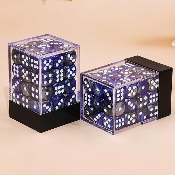 36 Pieces 12mm 6 Sided Mini Dice Set,Two Colours D6 Game Dice Set,6 Sided Standard Game Dice for Board Games Dice Games Classroom Teaching Dices Game, with Portable Gaming Box(Dark Blue&Black)