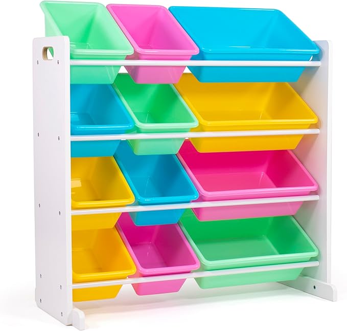Humble Crew Kids' Toy Storage Organizer, White/Pastel (WO560P)
