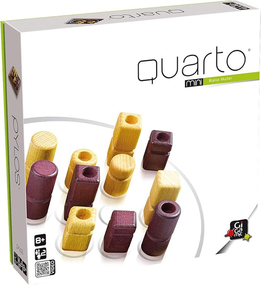 Quarto Mini | Travel-Friendly Strategy Game for Adults and Families | Ages 8+ | 2 Players | 15 Minutes