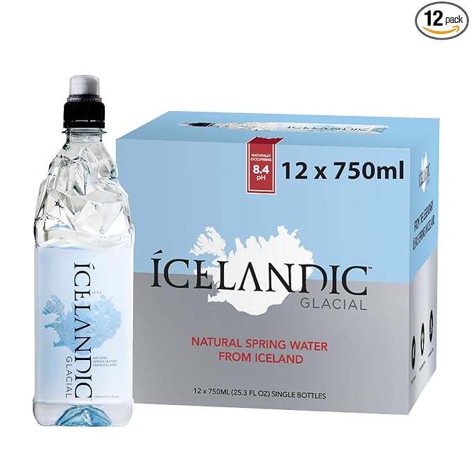 Icelandic Glacial Natural Spring Alkaline Water, 750 ml / 25.3 Fl Oz (Pack of 12)