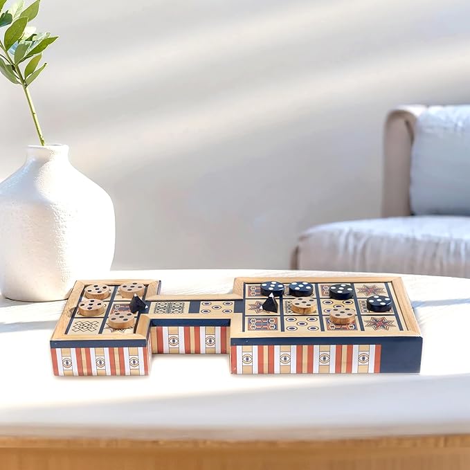 Wooden Royal Game of UR,Ancient Strategy Board Game for 2 Players,Beautifully Designed Board with Storage Drawers,Over 4500 Years Old (Orange)