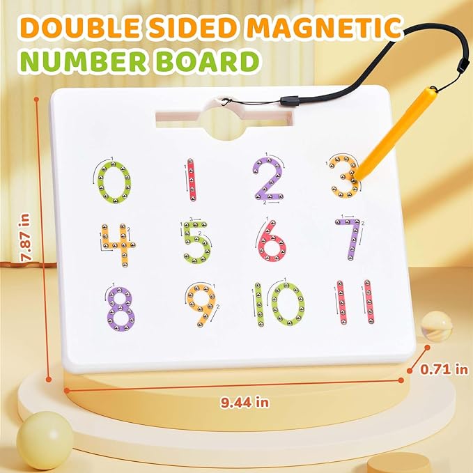 GAMENOTE Magnetic Number Tracing Board, 2 in 1 Double Sided Numbers 1-20 Writing Board for Toddlers & Kids, Preschool Handwriting Learning Toys, Educational Math Manipulatives