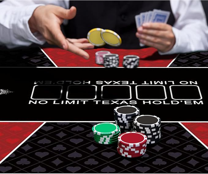 nuveti 79 x 39 Foldable Texas Poker Card Tabletop Layout Portable Anti-Slip Rubber Board Game Mat Smooth Premium Surface, Noise Reduction Poker Mat for Table