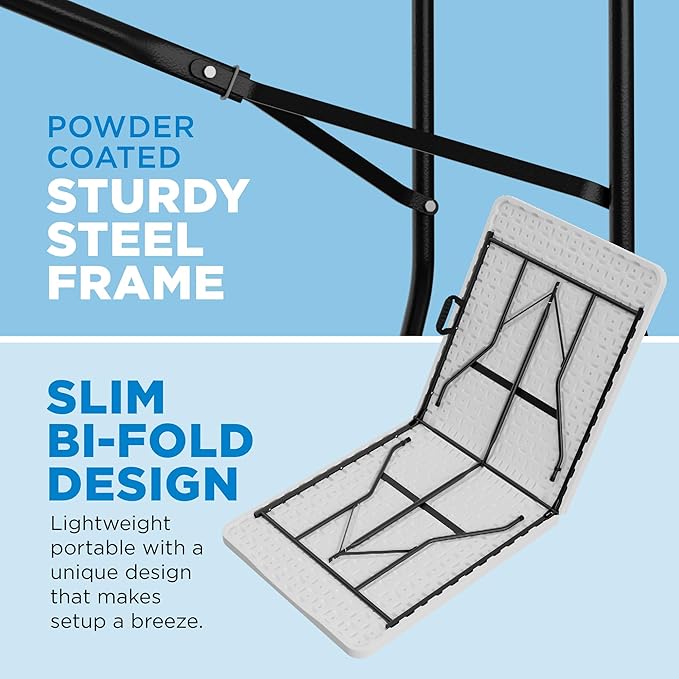 Sorfey Narrow Folding Table 6 Foot X 24-inch, White Plastic