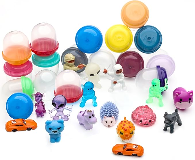 Entervending Vending Machine Capsules with Toys in Bulk - 1.1 Inch Tiny Frosty Clear-Colored Acorn Capsules with Mini Toys for Kids - Plastic Capsules for Toys Bulk – Easter Basket Stuffers
