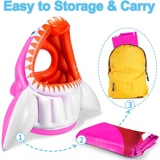 Shark Pool Toys, 3-in-1 Inflatable Pool Floats Basketball & Football & Head Hoop Toss Water Games Fun Beach Outdoor Activities for Kids Adults, Family Party Gift for Boys Girls 3 4 5 6 7 8 9