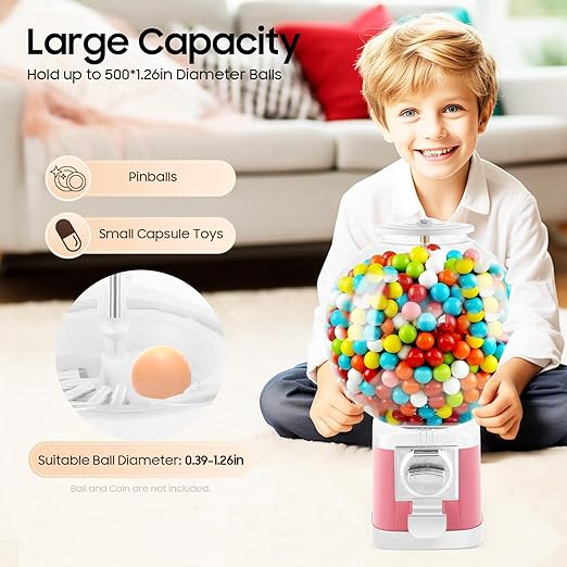 Vending Machine, 1.26 in Ball Bulk Vending Machine Classic Bubble Capsule Toys Dispenser, Commercial Candy Gumball Machine for Game Stores and Retail Stores