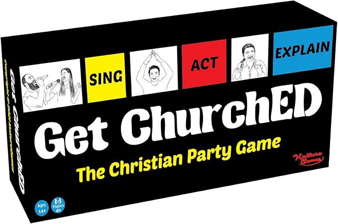 Kulture Games Get ChurchED - The Christian Party Game (Sing, Act/Charades, Explain) - Christian Gifts - Bible Trivia Game - Charades Games for Family & Youth Groups - Christian Cards – Bible Quiz