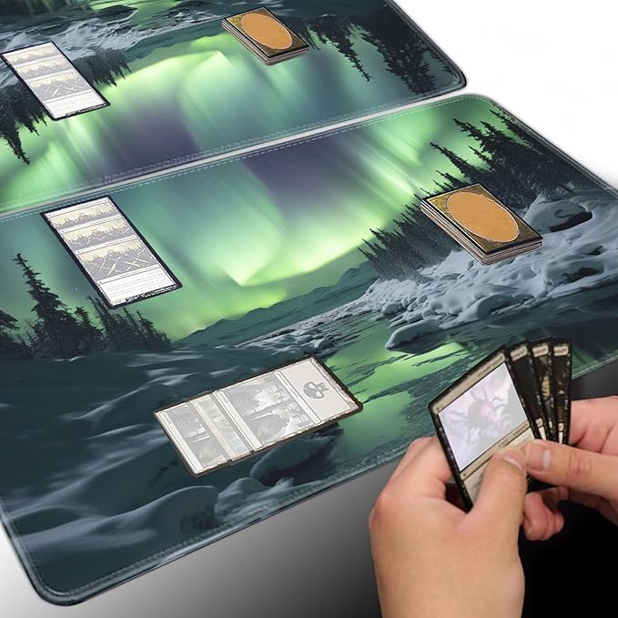 Board Game for TCG Playmat Table Mats Games Size 60X35 cm Mousepad Compatible for MTG RPG CCG Trading Card Game Play mats with 6 Dice (Playmat 139) Aurora