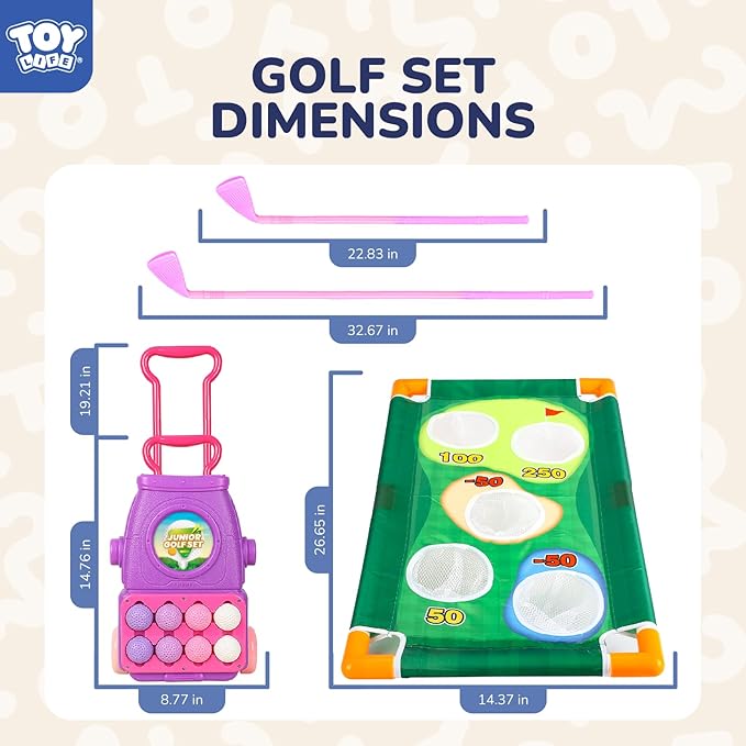 TOY Life Kids Golf Clubs Set with Golf Toss Game Toddler Baby Girl Golf Clubs 3-5 Baby Girl Golf Set Indoor & Outdoor Sport Toys Golf Game for Boys Girls Birthday Golf Gifts for 3 4 5 6 7 8 Years Old