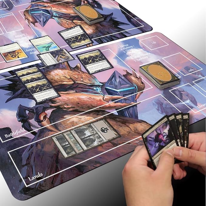 Board Game MTG Playmat Games Size 60X35 cm CCG Compatible for TCG RPG CCG Play mats (HEDRON-Crab-Zone)