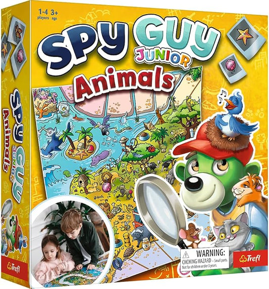 Trefl Spy Guy Animals Junior Cooperative Detective Game, Family Board Game, Meet The Animals, Huge Cartoon Board, for Adults and Children Aged 3 and Over