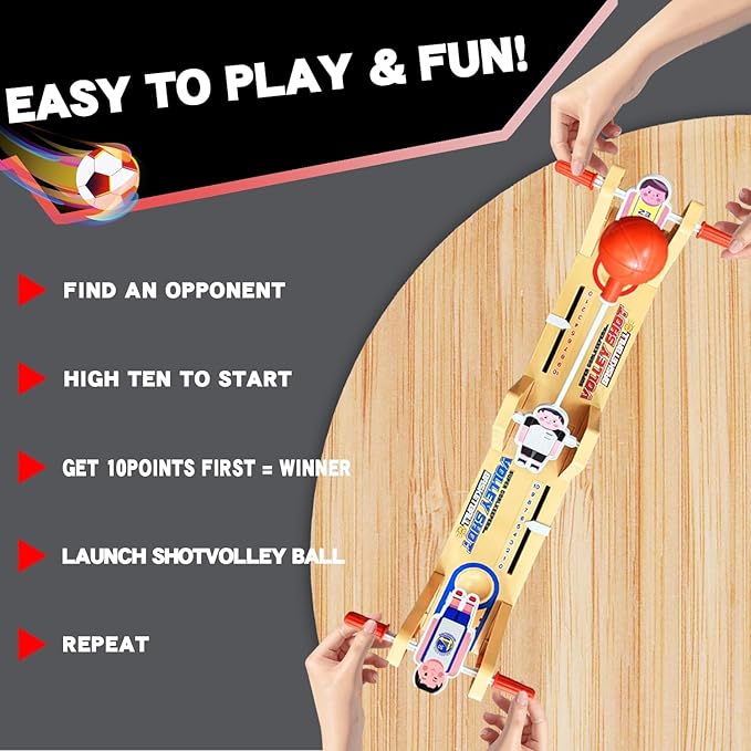 VolleyShot Game Toys, 2 Player Tabletop Board Games, for Family Game Night & Parties, for Kids & Adults, Toys for Ages 6-14+, Beige
