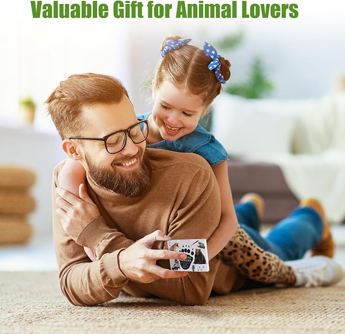 MEROCO Forest Animals Tracks Cards for Kids,Animal Tracks Matching Game Flash Cards,Homeschool Animal Games Kids Learning Educational Toys Preschool Autism Learning Materials