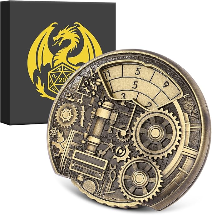 Spinner DND Dice Set, 7-in-1 Fingertip Gyro Metallic DND Dice, DND Starter Set, Dungeon Gears Dice Spinner for DND Dice Set, D&D Gifts with Gift Box, Role Playing Game Board Game Accessories, Bronze