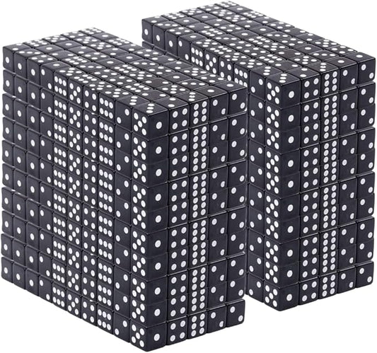 Regal Games Dice Set 6 Sided - Playing Black 16mm - Square Dice for Classroom or Family Game Night - 1000 Dice